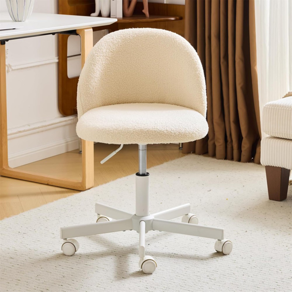 椅子 糖果转椅 泰迪绒 带轮子 米白-5
