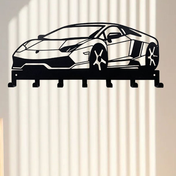 CIFbuy™ 七钩黑色金属钥匙架 壁挂式门厅前门收纳装饰（TikTok、temu下自提）-4