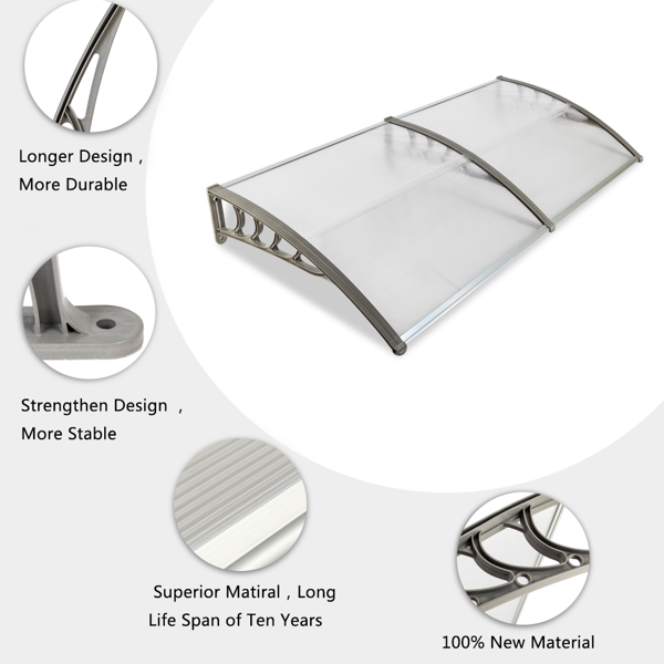 80*38in 透明板灰色支架 雨篷 塑料支架 阳光板 前后铝条(52463595同款）-16