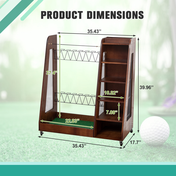 木质高尔夫设备收纳架，棕色-2