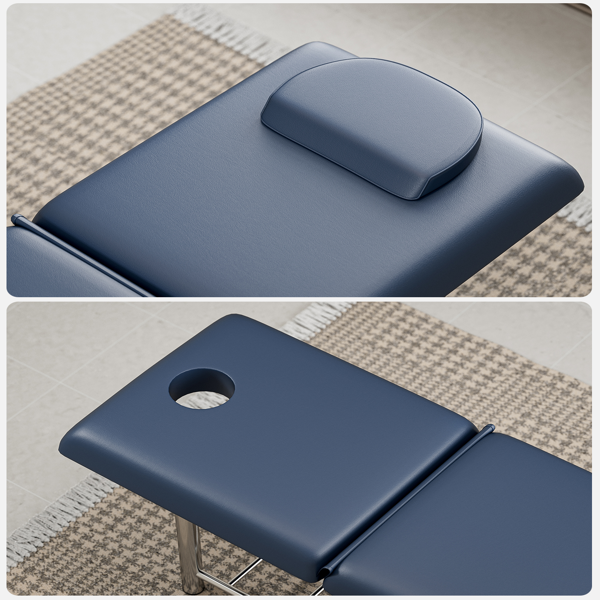 专业固定式按摩床，550磅重型宽幅治疗检查床，靠背可调，可拆卸头枕，底部储物架及毛巾挂钩，蓝色款-8