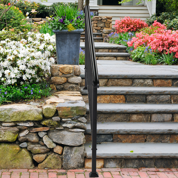 【同款编码：81504920  40310676】哑光黑色 4阶 庭院楼梯扶手-13