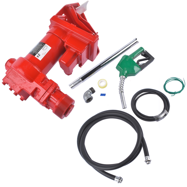 抽油泵 15 GPM 12V Fuel Transfer Pump Cast Iron with Discharge Hose ＆ Automatic Green Nozzle for Trucks-4