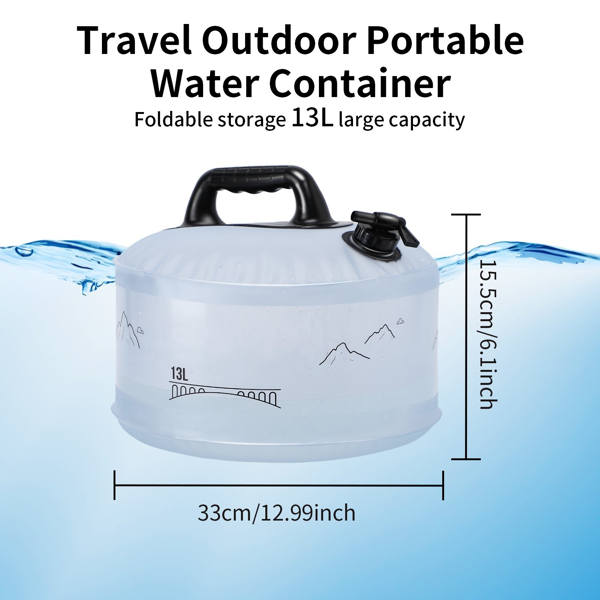 13L户外储水箱，户外露营，烧烤，远足，爬山，探险，便携式可折叠储水袋，干旱，家用应急大容量储水桶，房车旅行储水箱，体积小，节省空间-2