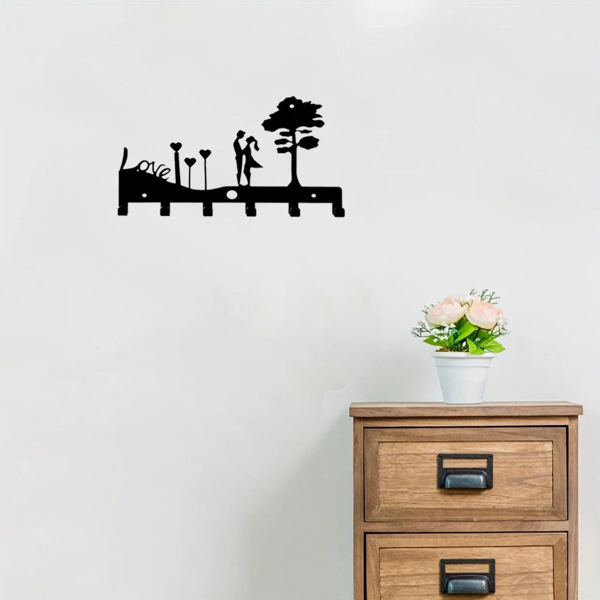 CIFbuy™ 情侣爱心钥匙挂架 铁艺壁挂衣物收纳架（TikTok、temu下自提）-3