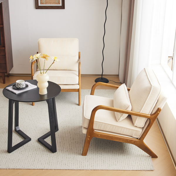 1pcs款 矮扶手椅 65*80*78cm 条绒 米白色 室内休闲椅-9