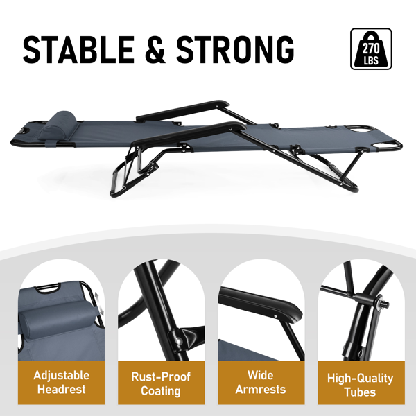 140*60*87cm 户外躺床 黑色铁管 灰色牛津布床面  130kg 可变躺床-2