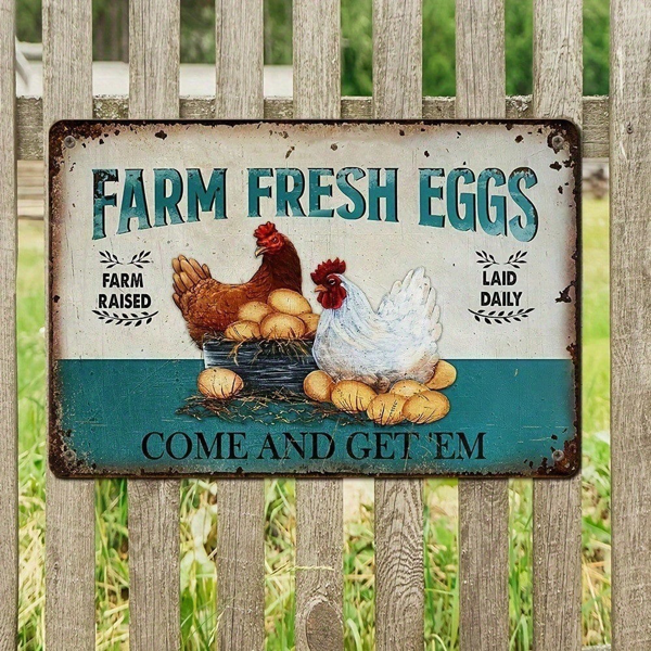 CIFbuy8x12 英寸 ( 20.3x30.5cm )复古风乡村风铝合金标牌FarmhouseChicken适用于家居（TikTok、temu下自提）-6