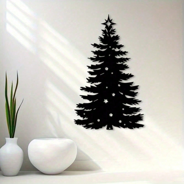 CIFbuy™ 铁艺圣诞树剪影装饰画，节日风墙面挂饰，圣诞主题家居软装（在 TikTok、temu 下可自提）-3