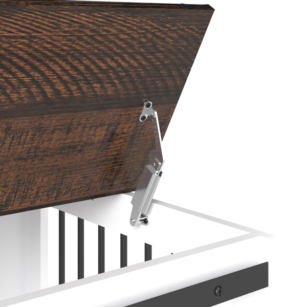 47.2英寸移动式狗笼，带翻盖式喂食门、双向开口和5个万向轮（其中2个带锁定功能），侧面配有挂钩——多功能宠物笼，也可作为双狗笼家具使用。-15