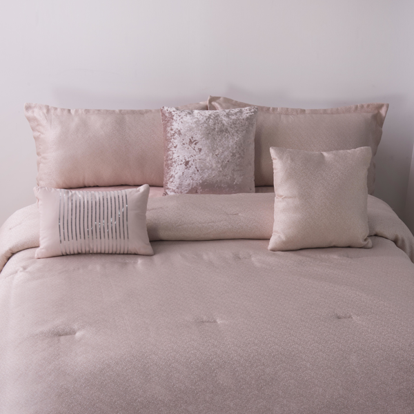 六件套山脉图案被子套装 - 粉色提花面料（发Amzon\FedEx物流，TK&TEMU仅支持自提）-3