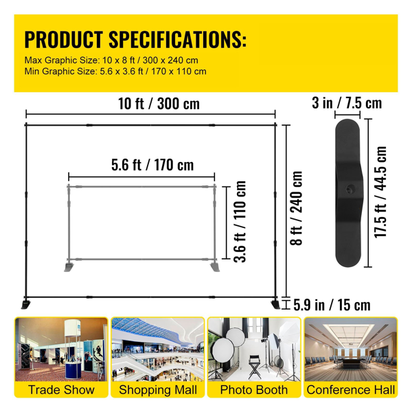 背景台 10 x 8 英尺，可调节高度背景台，带一个携带包，派对婚礼工作室展会照片背景-4