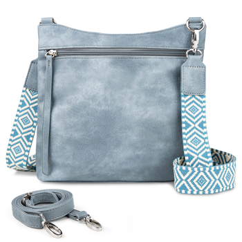 Crossbody Bags for Women with 2 Adjustable Straps Multi Pocket Small Cross body Purse-Blue
