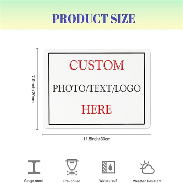 CIFbuy™ 定制金属装饰牌 个性化装饰金属牌 - 带有标志照片文字的定制房屋墙面标识牌匾（横向 8x12 英寸）（在 TikTok、temu 下可自提）-5
