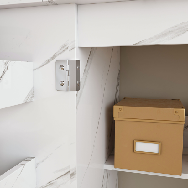 57.5英寸可折叠缝纫机桌，带锁定脚轮，多功能储物工艺工作台，带搁板、收纳箱和柜子，可调节缝纫柜，适用于家庭、卧室和工艺室（白色）-9