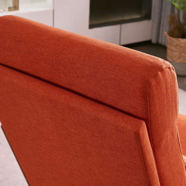 全拆 实木扶手 高背 靠背 铁架麻布 烧橙色 室内休闲椅-28