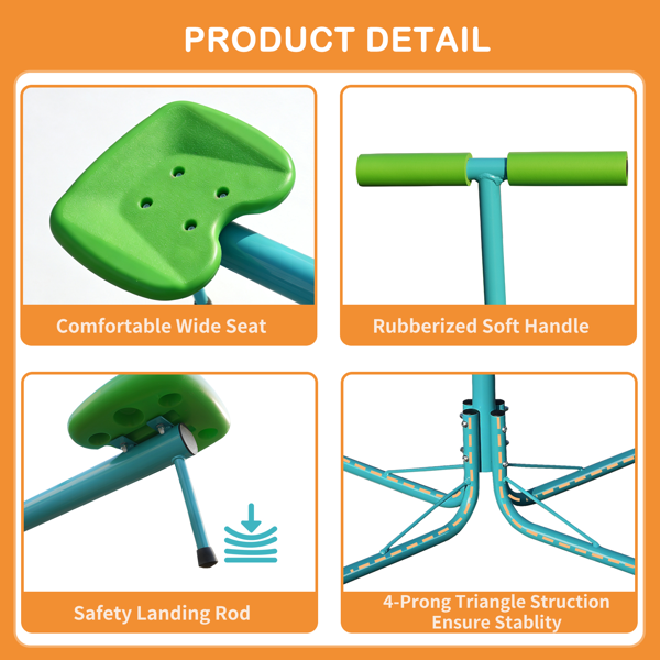 跷跷板，360度旋转幼儿坐和旋转跷跷板蹒跚，儿童户外游戏设备的后院操场-2