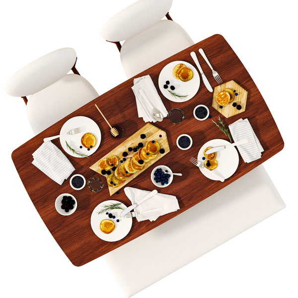 1桌2椅1凳 拆装 橡胶木+软包 深胡桃色 餐桌椅套装 米色坐垫 长方形-7