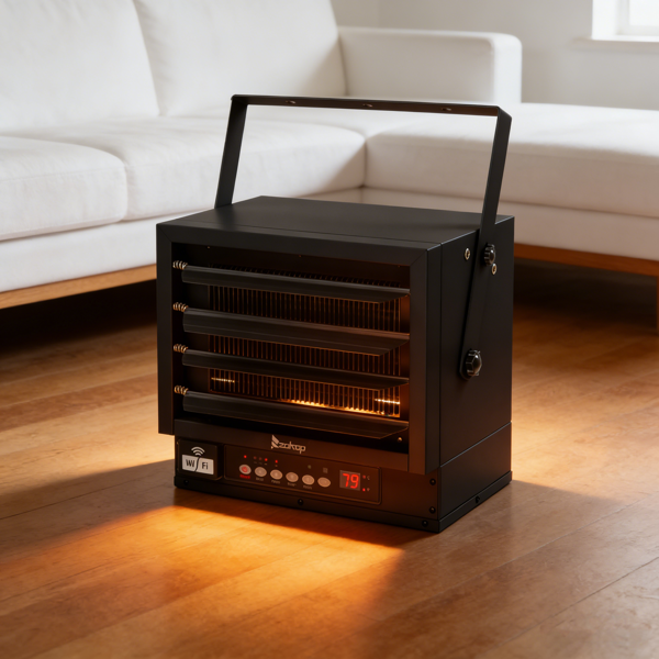 美规 CZ220W 240V 5000W 取暖器 黑色 铁 带WIFI/金属发热管/可调温/定时//带显示/带遥控器/不带电源线 工业取暖器-8