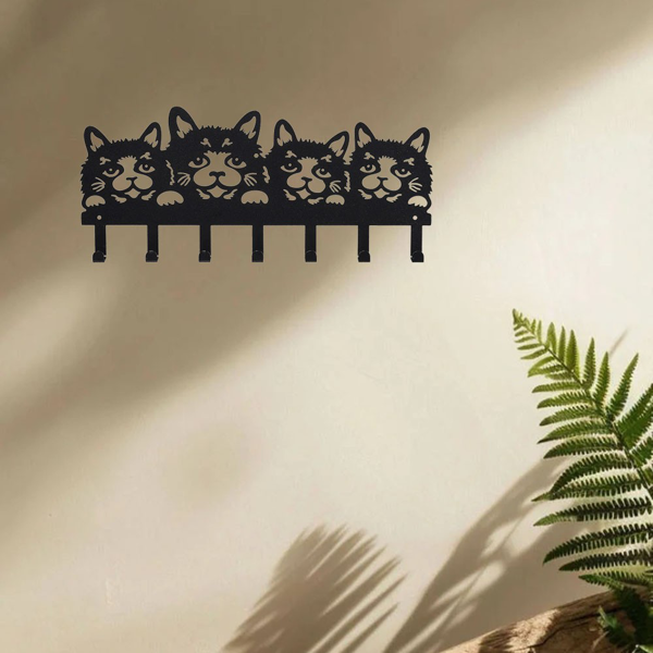 CIFbuy™ 猫咪墙钩 铁艺钥匙衣物收纳装饰架（TikTok、temu下自提）-6