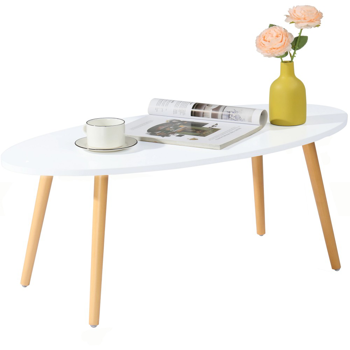 桌子 椭圆形茶几 白色无抽 80*40*42.5