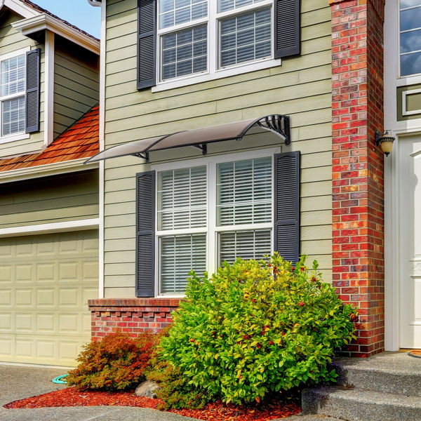 200*100cm 棕色板黑色支架 雨篷 ABS支架 一片式阳光板 前后铝条(72908277同款）-12