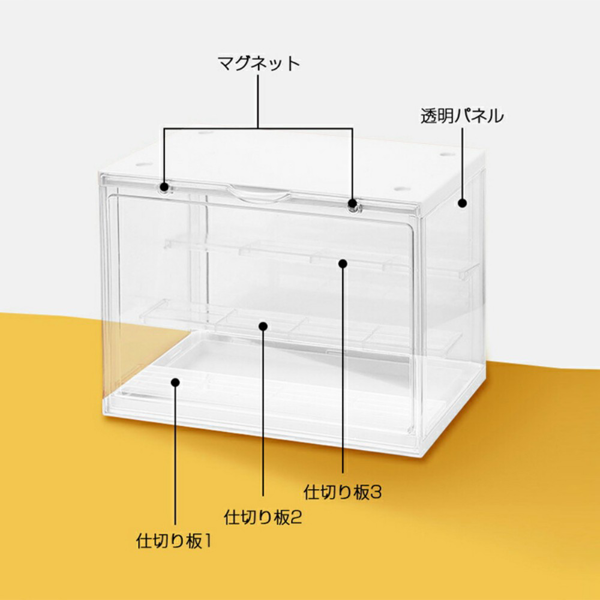 手办收纳盒 2个装 亚克力 透明 大三层（白色）-3