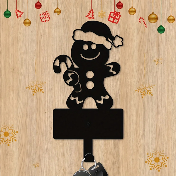 CIFbuy™ 2件装姜饼人金属钥匙挂钩 圣诞主题墙面装饰架（TikTok、temu下自提）-3