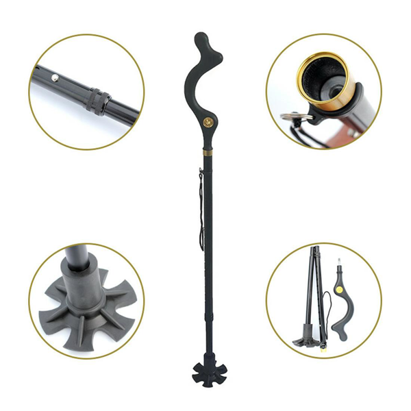 可折叠手杖10级可调高度旅行野营徒步旅行手杖-1