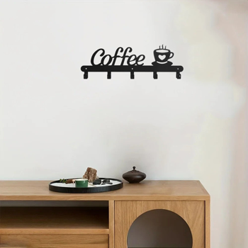 CIFbuy™ 壁挂式金属咖啡杯架带多功能挂钩厨房客厅收纳架（TikTok、temu下自提）