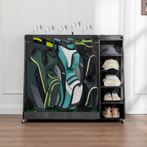 木质高尔夫球包存储架，灰色-9