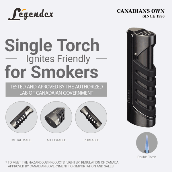 LEGENDEX®探索者* 枪黑单直冲打火机用于雪茄香烟厨房户外可重复充气可调节火焰高度便携式-2