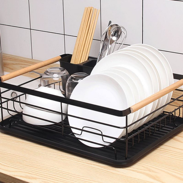 厨房碗碟沥水架 铁艺 单层 黑色-1