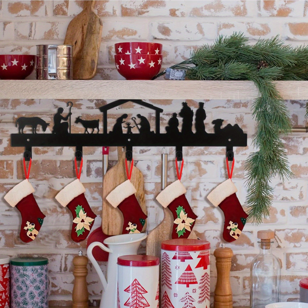 CIFbuy™ 铁艺圣诞耶稣诞生挂钩装饰，宗教风墙面挂饰，基督教主题入户收纳软装（在 TikTok、temu 下可自提）-6