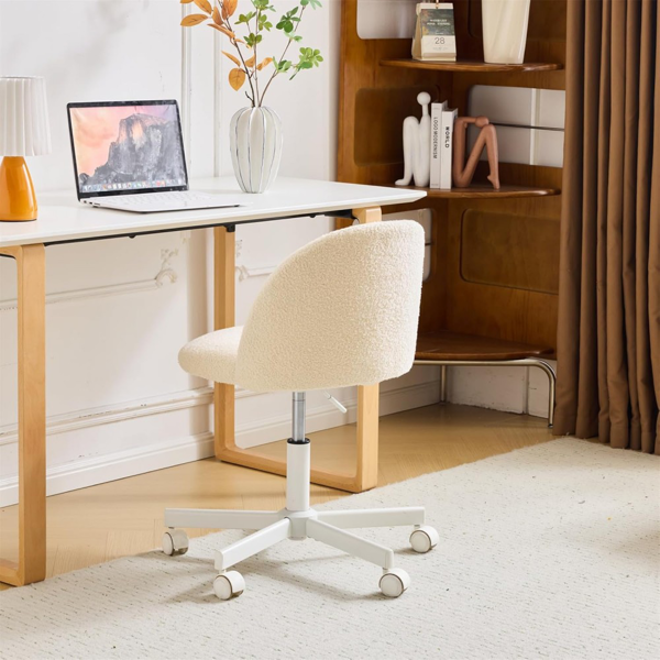 椅子 糖果转椅 泰迪绒 带轮子 米白-3