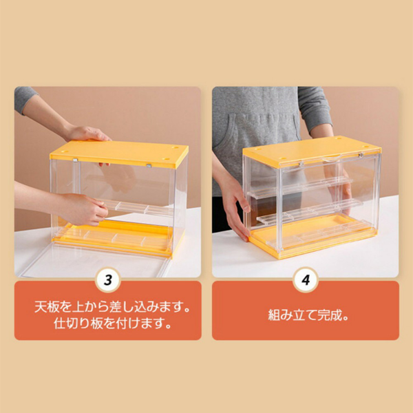 手办收纳盒 2个装 亚克力 透明 大三层（白色）-4