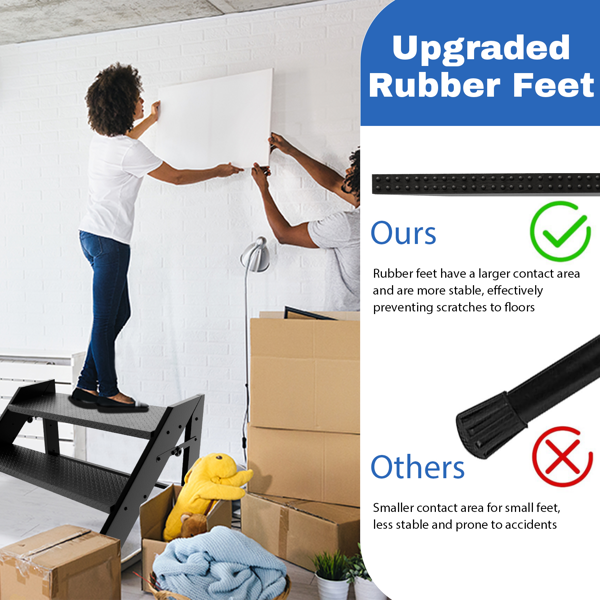 可折叠阶梯凳，2 阶折叠式阶梯，带防滑脚垫的房车阶梯，最大承重 660 磅，适用于家庭、旅行拖车、露营车、移动房屋、水疗中心和门廊的热水浴缸阶梯（TEMU仅可自提）-5