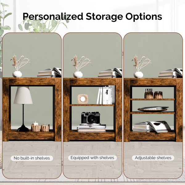 腐木色 178*34.5*60cm 浮雕刨花板贴三胺 双面交叉 壁炉电视柜 & 23in壁炉芯-6