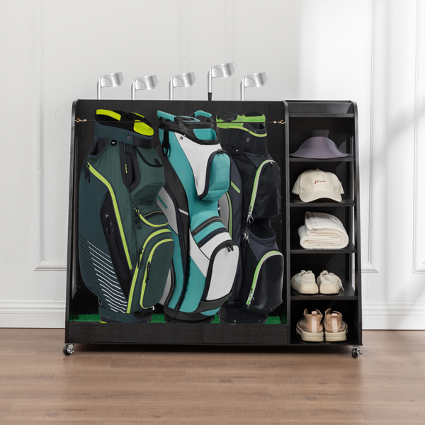 木质高尔夫球包存储架，黑色-8