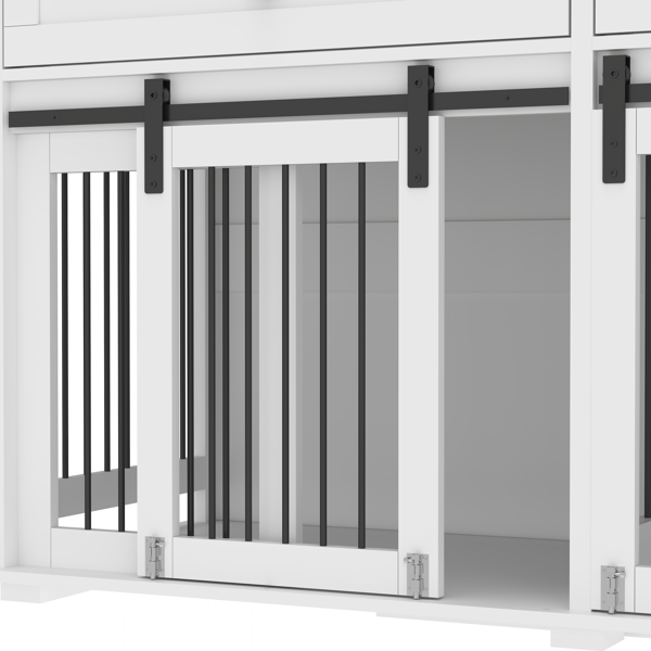 63英寸大型双狗笼家具，木制狗舍，带2个抽屉、隔板和推拉门，防水室内宠物家具风格双狗笼-11