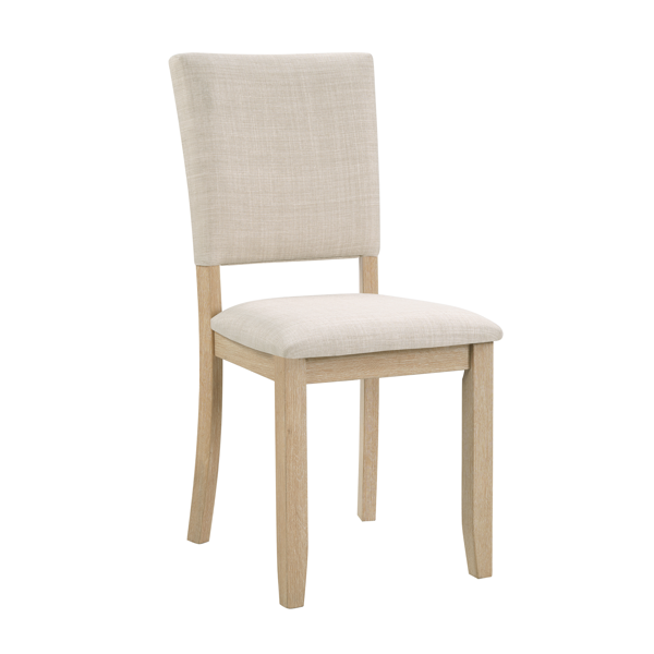 六件套餐桌椅组合，含长凳，木质长方形餐桌椅套装，含长凳和四把软垫餐椅，适用于客厅、厨房、餐厅，浅橡木色和米色-5