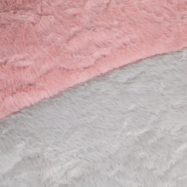 超大豆袋椅、填充海绵丝的多色人造毛皮沙发、客厅大沙发、无需组装、白色+灰色+粉色-8