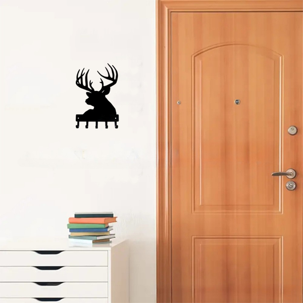 CIFbuy™ 鹿头金属墙饰 双尺寸钥匙衣帽收纳架（TikTok、temu下自提）-1