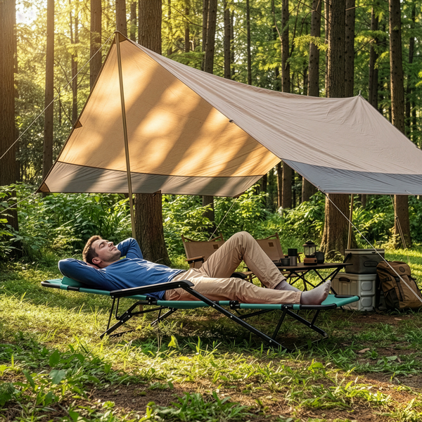 140*60*87cm 户外躺床 黑色铁管 薄荷绿牛津布床面 130kg 可变躺床-11