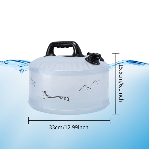 13L户外储水箱，户外露营，烧烤，远足，爬山，探险，便携式可折叠储水袋，干旱，家用应急大容量储水桶，房车旅行储水箱，体积小，节省空间-4