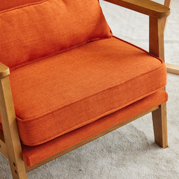 胡桃色扶手 单人休闲椅 橡木 软包 棉麻MY018-11 烧橙色 室内休闲椅-16