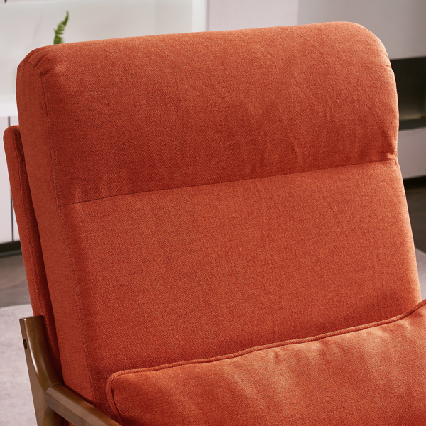 全拆 实木扶手 高背 靠背 铁架麻布 烧橙色 室内休闲椅-32