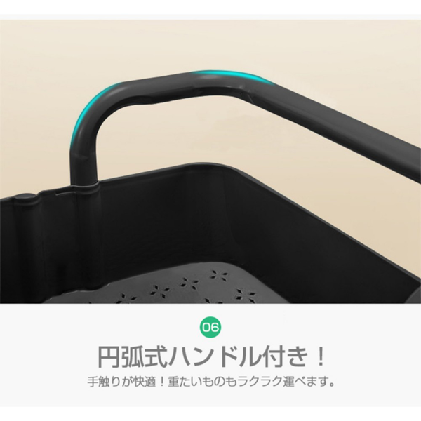 推车置物架 三层单把手 白 4金属轮带刹车（带挂钩*4）-2