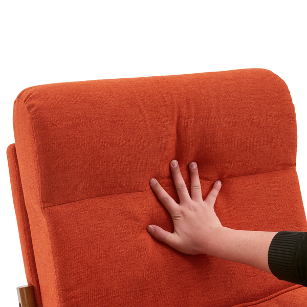 全拆 实木扶手 高背 靠背 铁架麻布 烧橙色 室内休闲椅-9