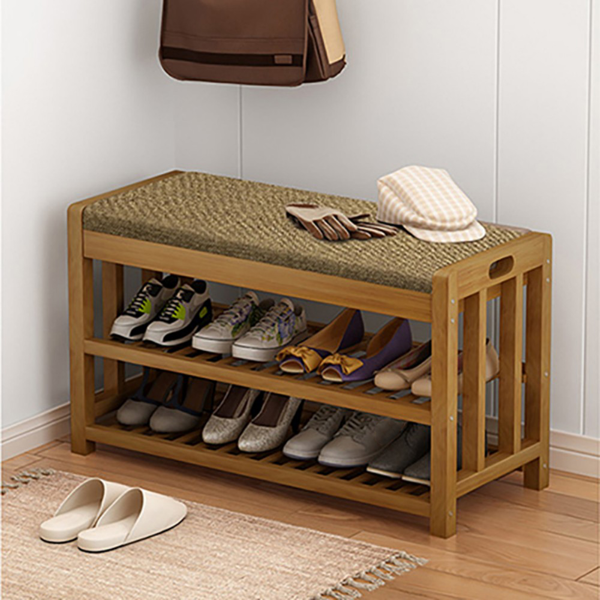 鞋架 茶色经典软垫60长 A29-002【QH302】 换鞋凳-12
